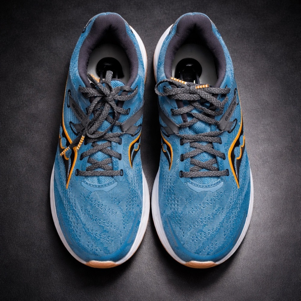 Saucony Blue Athletic Running Shoes with Orange Trim
